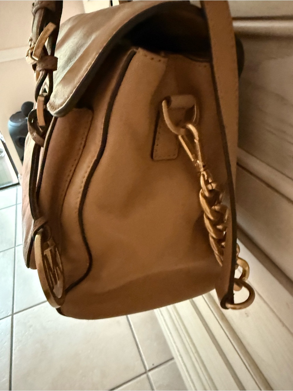 MICHAEL KORS Gosford Satchel Bag tan leather. Shoulder Bag with Gold hardware - Picture 5 of 15